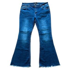 Lucky & Blessed Flare Jeans with Frayed Hem